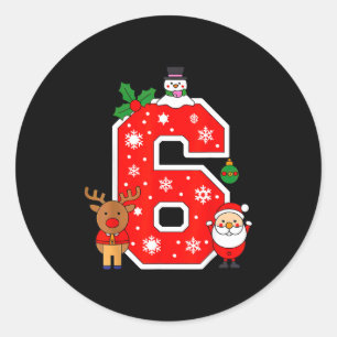 Sticker Rond Numéro 6 67 Mème Couple Pyjamas Noël Assortis