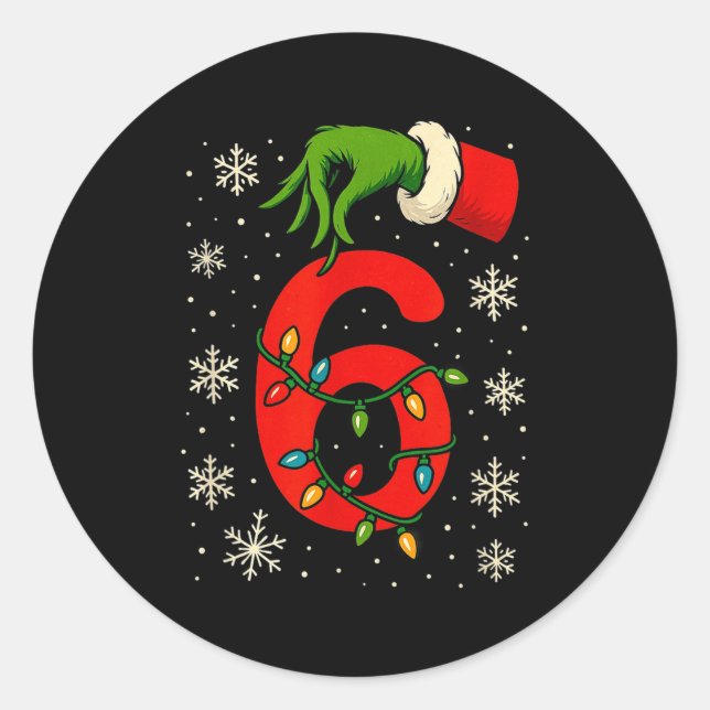 Sticker Rond Numéro 6 correspondant à six sept mème Noël garçon (Devant)