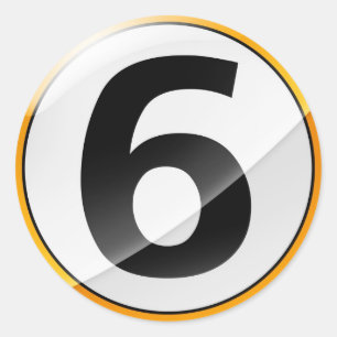 Sticker Rond Numéro 6 de l'autocollant en or