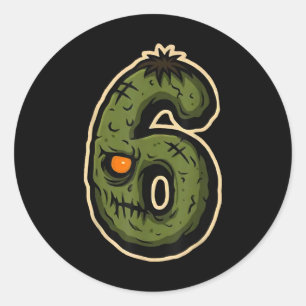 Sticker Rond Numéro 6 Monstre 67 Mème Couple Halloween