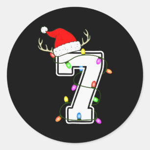 Sticker Rond Numéro 7 7e anniversaire garçon Noël Joyeux Annive