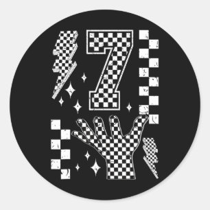 Sticker Rond Numéro 7 Costume à carreaux Kids Matching 67 Meme