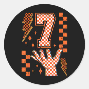 Sticker Rond Numéro 7 Costume Halloween à carreaux Meme Corresp