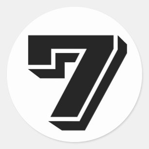 Sticker Rond Numéro 7 Sept Numéros Vineta par Janz White