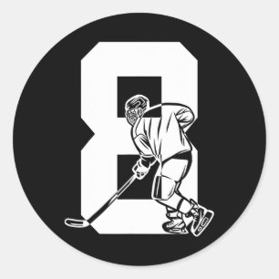 Sticker Rond Numéro 8 Ans Hockey sur glace 8e Anniversaire (3)