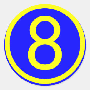 Sticker Rond numéro 8 en cercle, arrière - plan bleu