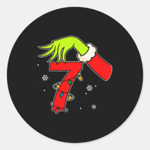 Sticker Rond Numéro amusant 7 Noël 67 Six Sept Mème Xmas Hommes