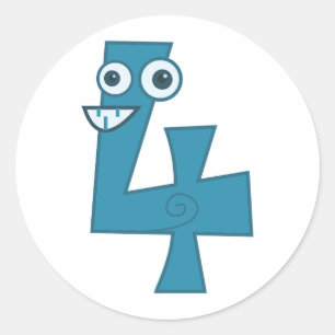 Sticker Rond Numéro animal 4