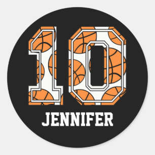 Sticker Rond Numéro de basket-ball personnalisé 10