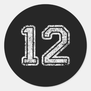Sticker Rond Numéro de maillot 12 Douze Numéro de football Cade