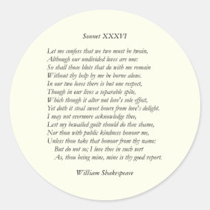 Sticker Rond Numéro de série 36 par William Shakespeare