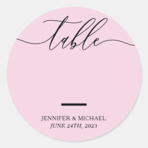 Sticker Rond Numéro de table écriture mariage rose
