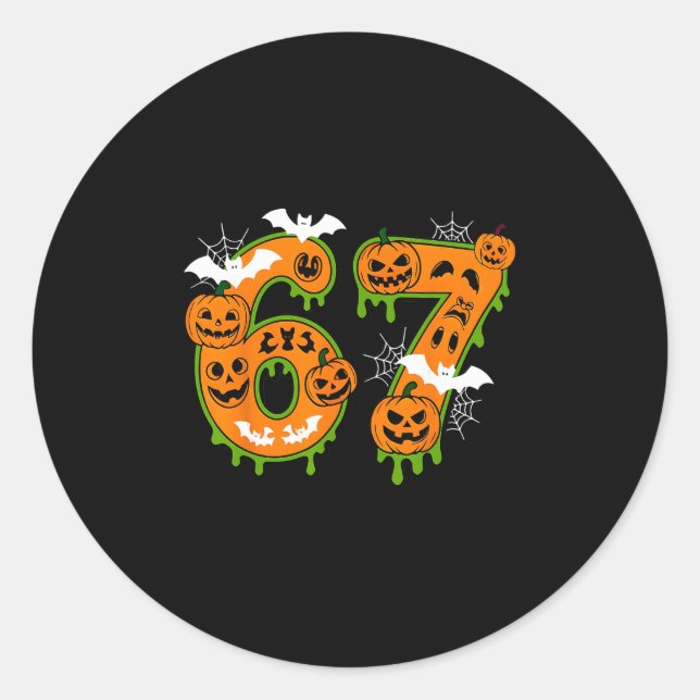 Sticker Rond Numéro Épouvantable 67 Pour Halloween Pour Tout Le (Devant)