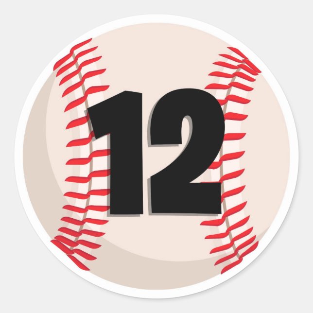 Sticker Rond Numéro favori de baseball #12 (Devant)