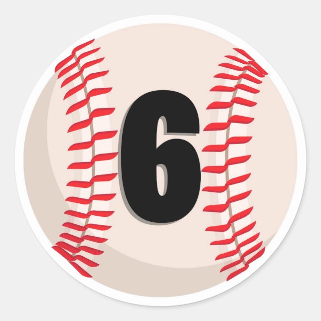 Sticker Rond Numéro favori de baseball #6 (Devant)