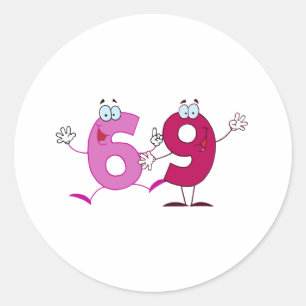 Sticker Rond Numéro heureux 69
