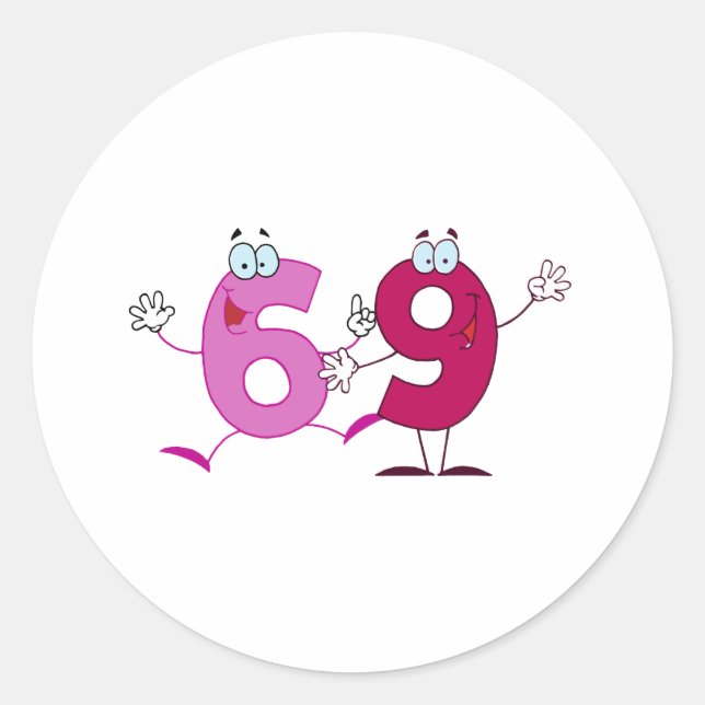 Sticker Rond Numéro heureux 69 (Devant)