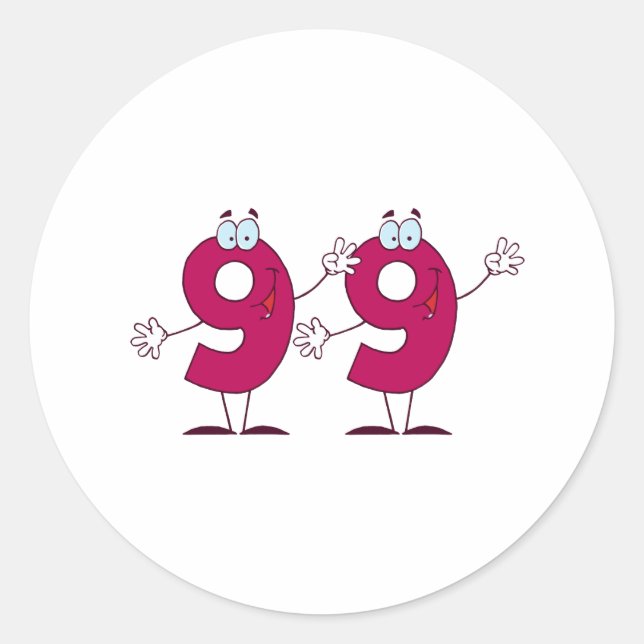 Sticker Rond Numéro heureux 99 (Devant)