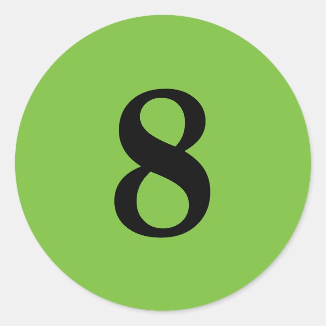Sticker Rond Numéro Huit planification simple 8 vert noir (Devant)