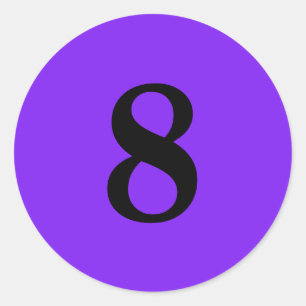 Sticker Rond Numéro Huit planification simple 8 violet noir
