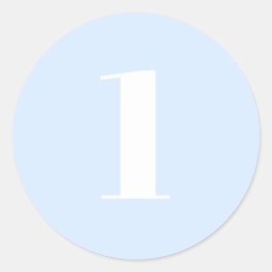 Sticker Rond Numéro personnalisé moderne, date, bleu clair