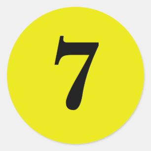 Sticker Rond Numéro sept planification simple 7 jaune noir