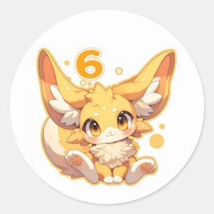 Sticker Rond Numéro Six Anime Animal Mignon