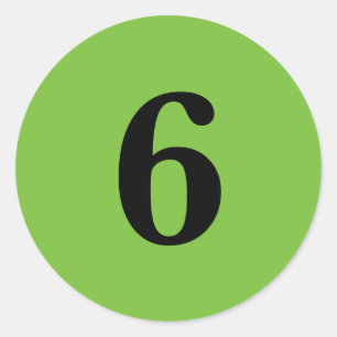 Sticker Rond Numéro Six planification simple 6 vert noir