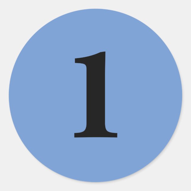 Sticker Rond Numéro Un fournit simple 1 bleu noir (Devant)