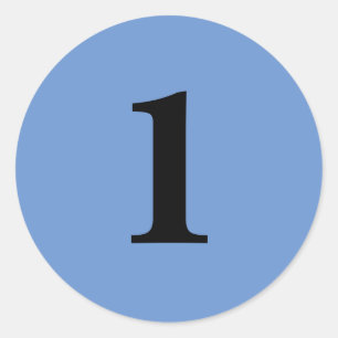 Sticker Rond Numéro Un fournit simple 1 bleu noir