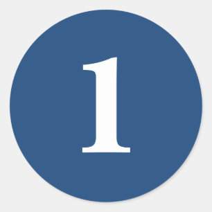 Sticker Rond Numéro Un fournit simple 1 marine blanc
