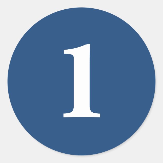 Sticker Rond Numéro Un fournit simple 1 marine blanc (Devant)