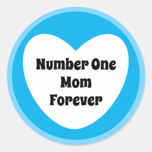 Sticker Rond Numéro Une Maman Mignonne Ciel Bleu Coeur Blanc