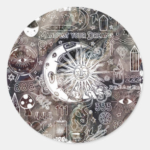 Sticker Rond Numérologie Chanceuse Magie Manifestante Galaxie G