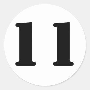 Sticker Rond Numéros de crayon par Janz Numéro 11 Onze Blanc