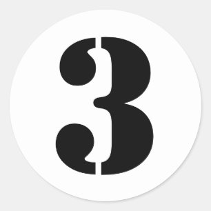 Sticker Rond Numéros de crayon par Janz Numéro 3 Trois Blanc
