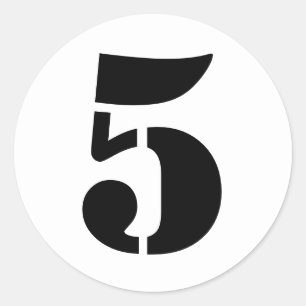 Sticker Rond Numéros de crayon par Janz Numéro 5 Cinq Blanc