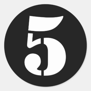 Sticker Rond Numéros de crayon par Janz Numéro 5 Cinq Noirs