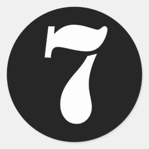 Sticker Rond Numéros de crayon par Janz Numéro 7 Sept Noirs