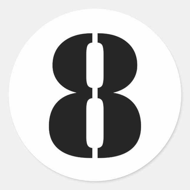 Sticker Rond Numéros de crayon par Janz Numéro 8 Huit Blanc (Devant)