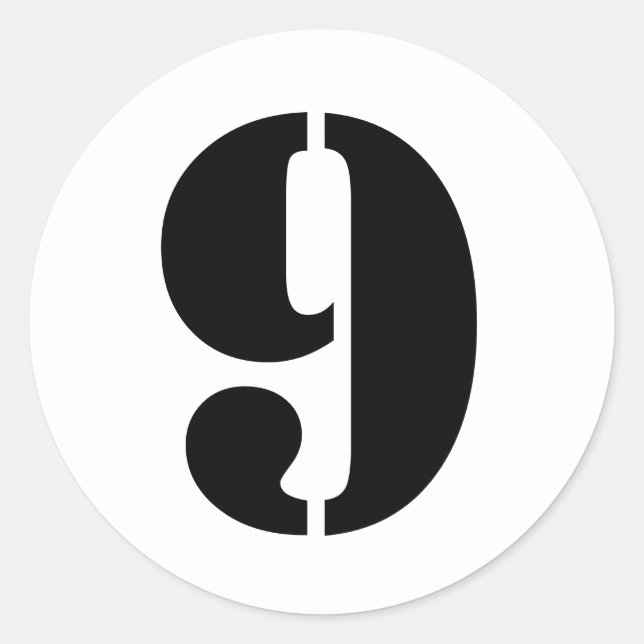 Sticker Rond Numéros de crayon par Janz Numéro 9 Neuf Blanc (Devant)