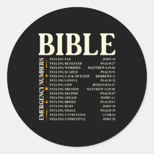 Sticker Rond Numéros d'urgence de la Bible - Drôle de Bible chr