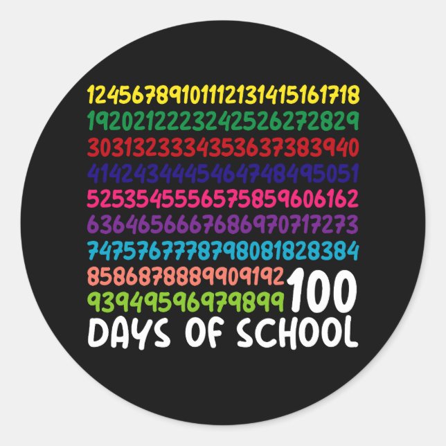 Sticker Rond Numéros mathématiques 100e Jour de l'école Enseign (Devant)