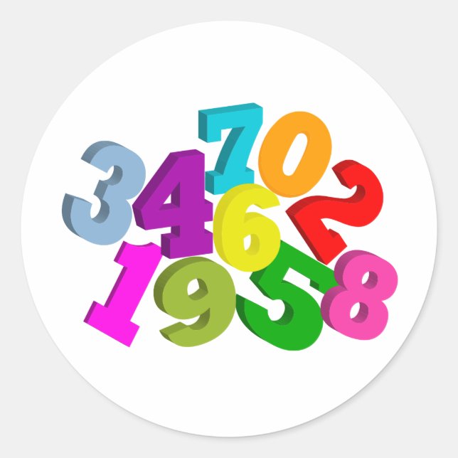 Sticker Rond numéros mathématiques en couleur (Devant)
