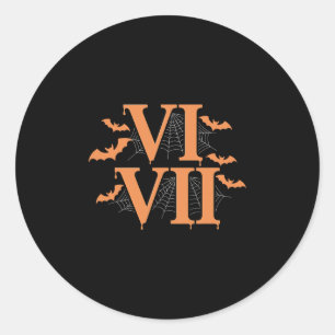 Sticker Rond Numéros Romains Vi Vii 67 Mème Gen Alpha Halloween