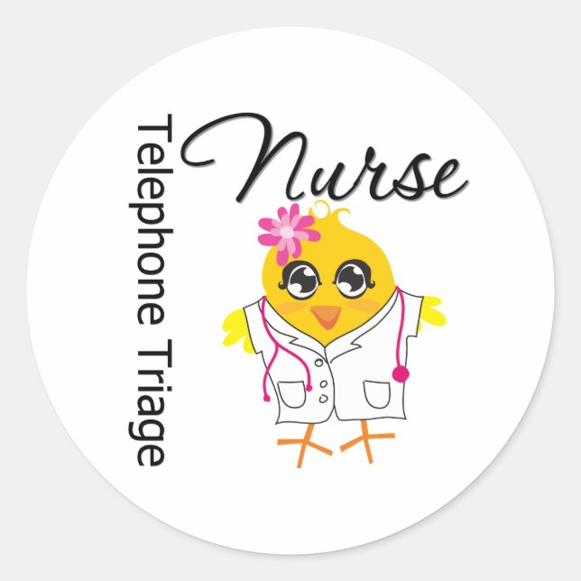 Sticker Rond Nurse Chick v2 Téléphone Triage Infirmière (Devant)