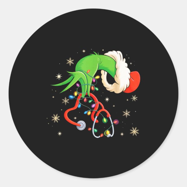 Sticker Rond Nurse Christmas Stethoscope Nurses Xmas Santa Wome (Devant)