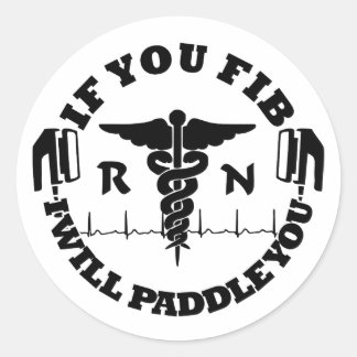 Sticker Rond Nurse Doctor Humour PADDLE YOU Defib