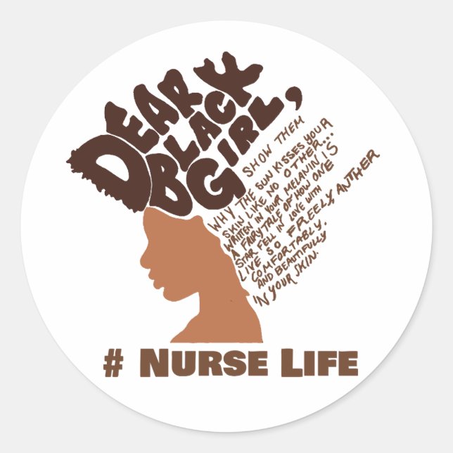 Sticker Rond Nurse Life Black Girl Black Woman (Devant)