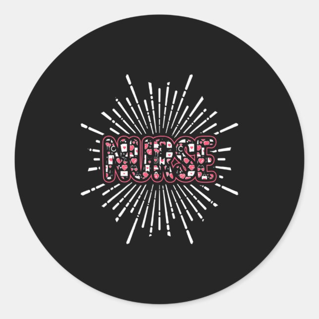 Sticker Rond Nurse Life Valentines Day Stethoscope Er Icu Nicu  (Devant)